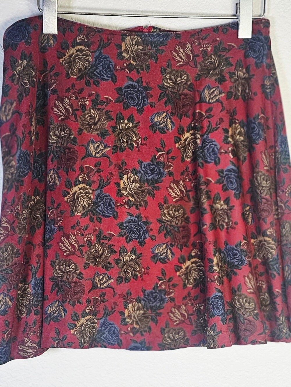 Vintage Breeches Size 14 Floral Mini Skirt Red Rose Print 80s Retro